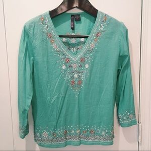 Teal 3/4 Sleeve Top (100% Cotton)
